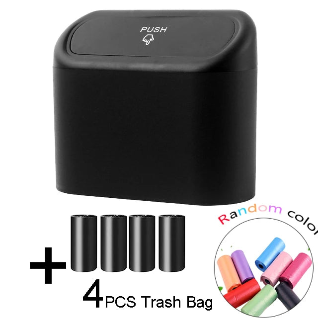 Portable Hanging Mini Car Trash Can,Wastebasket Trash Can with Lid, for Car Office Home,Auto Storage Bin Accessories