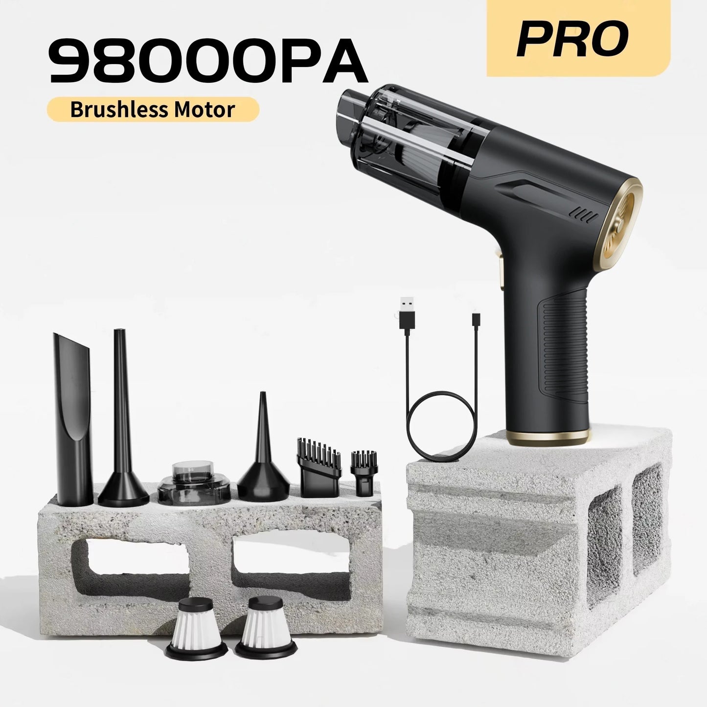 CENRR 98000PA Mini Car Vacuum Cleaner HandHeld Portable Wireless Vacuum Cleaner Powerful Cordless Vacuum Cleaner Home Appliance